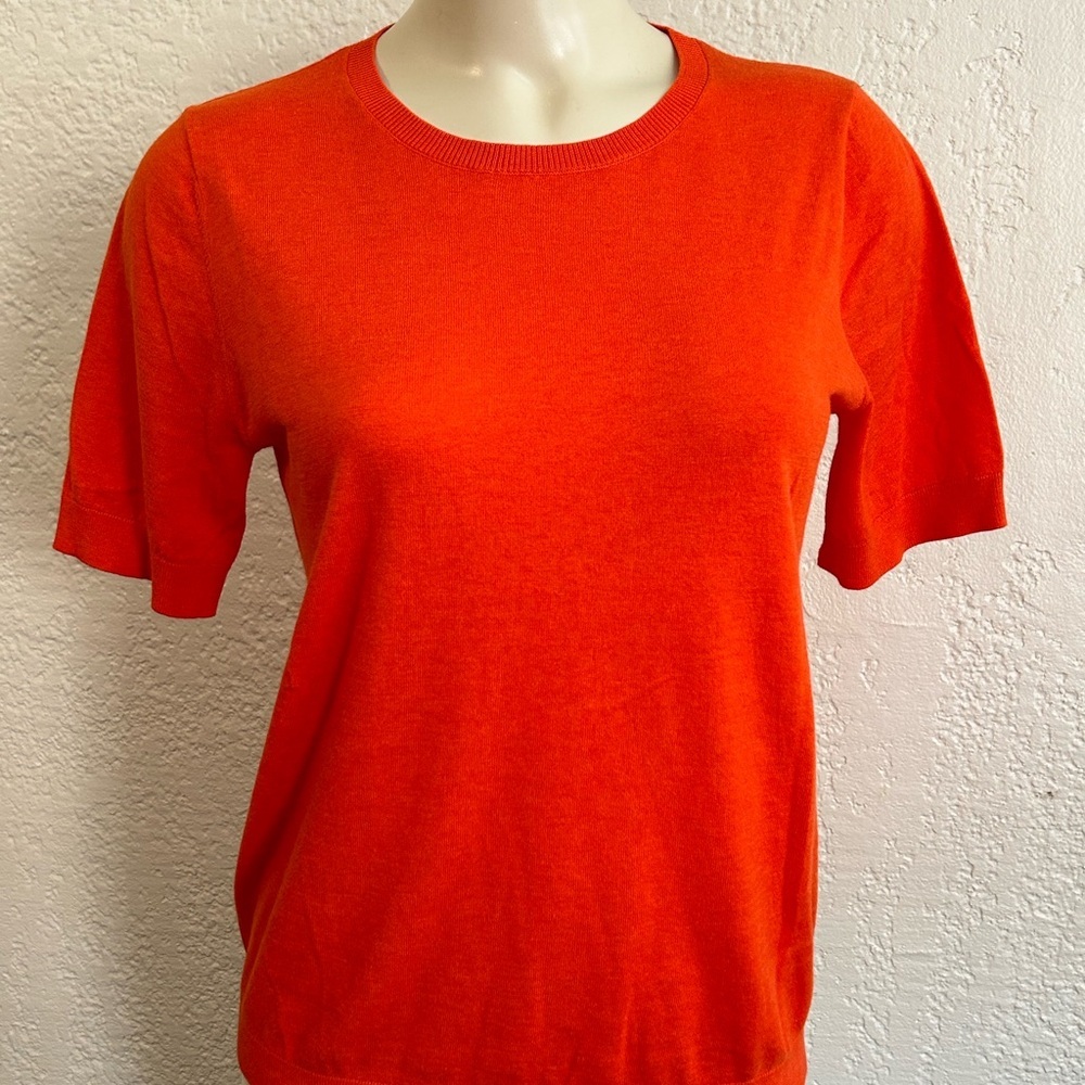 Brora Scottish 100% cotton orange top SZ 12 - Picture 2 of 9